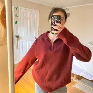 Dark red oversized quarter zip banana republic